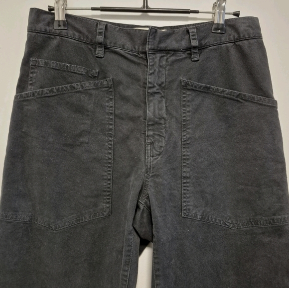 Nili Lotan Shon Horseshoe Pants Barrel Leg Twill Black EUC $390 Womens Sz 00 - Picture 5 of 13